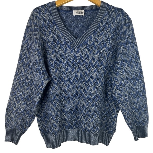 Vintage Missoni Sport Chevron Jacquard V-neck Pull Over Knit Sweater Size: XL - Picture 1 of 9